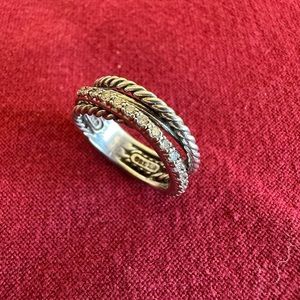 David Yurman Crossover Band Ring in Sterling Silver with Diamonds